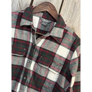 Natural Reflections Plaid Thick Flannel Shirt Womens M Red Green Cream
